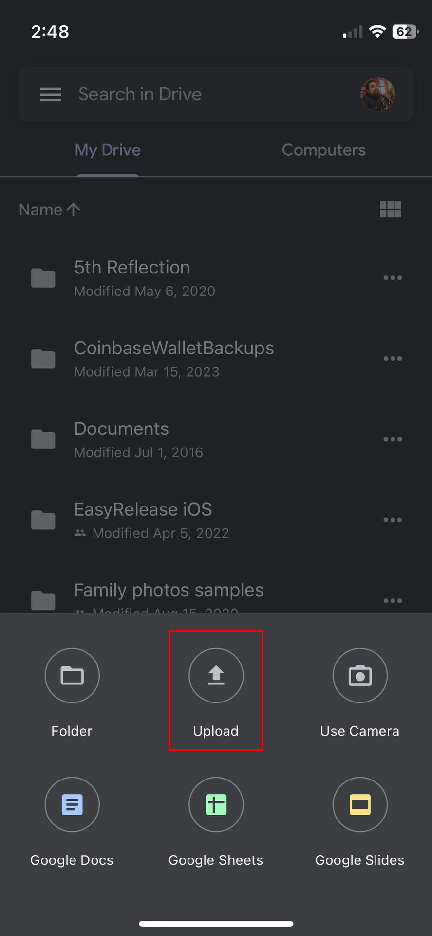 Transfer photos from iPhone to Android using Google Drive 2