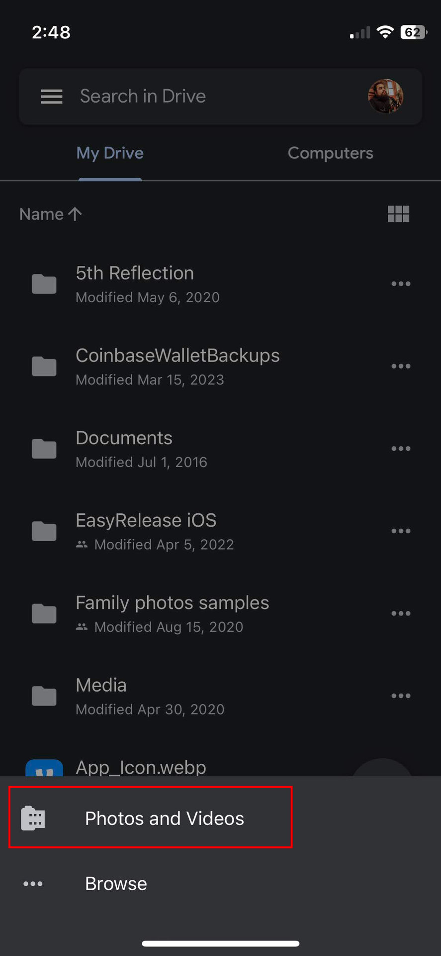 Transfer photos from iPhone to Android using Google Drive 3