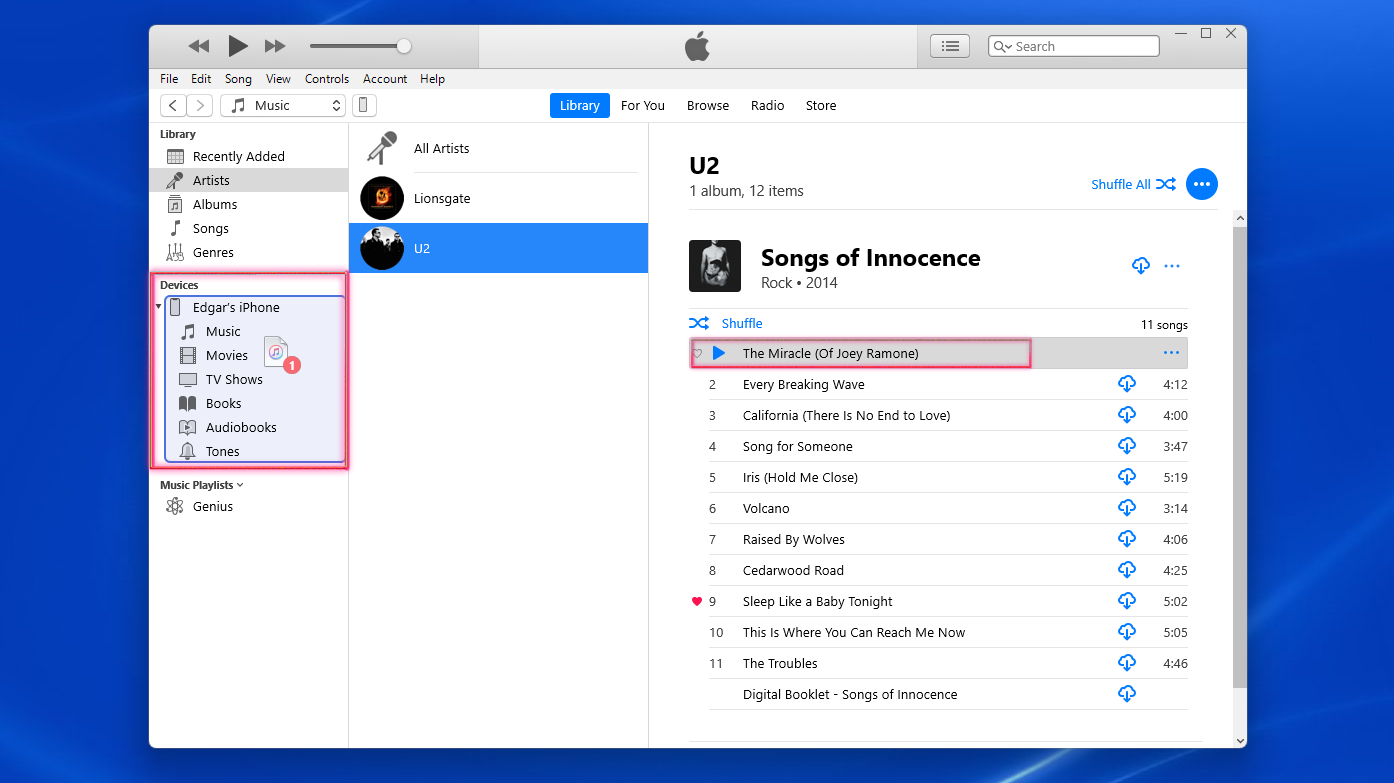 Transfer songs from Windows iTunes to iPhone 1