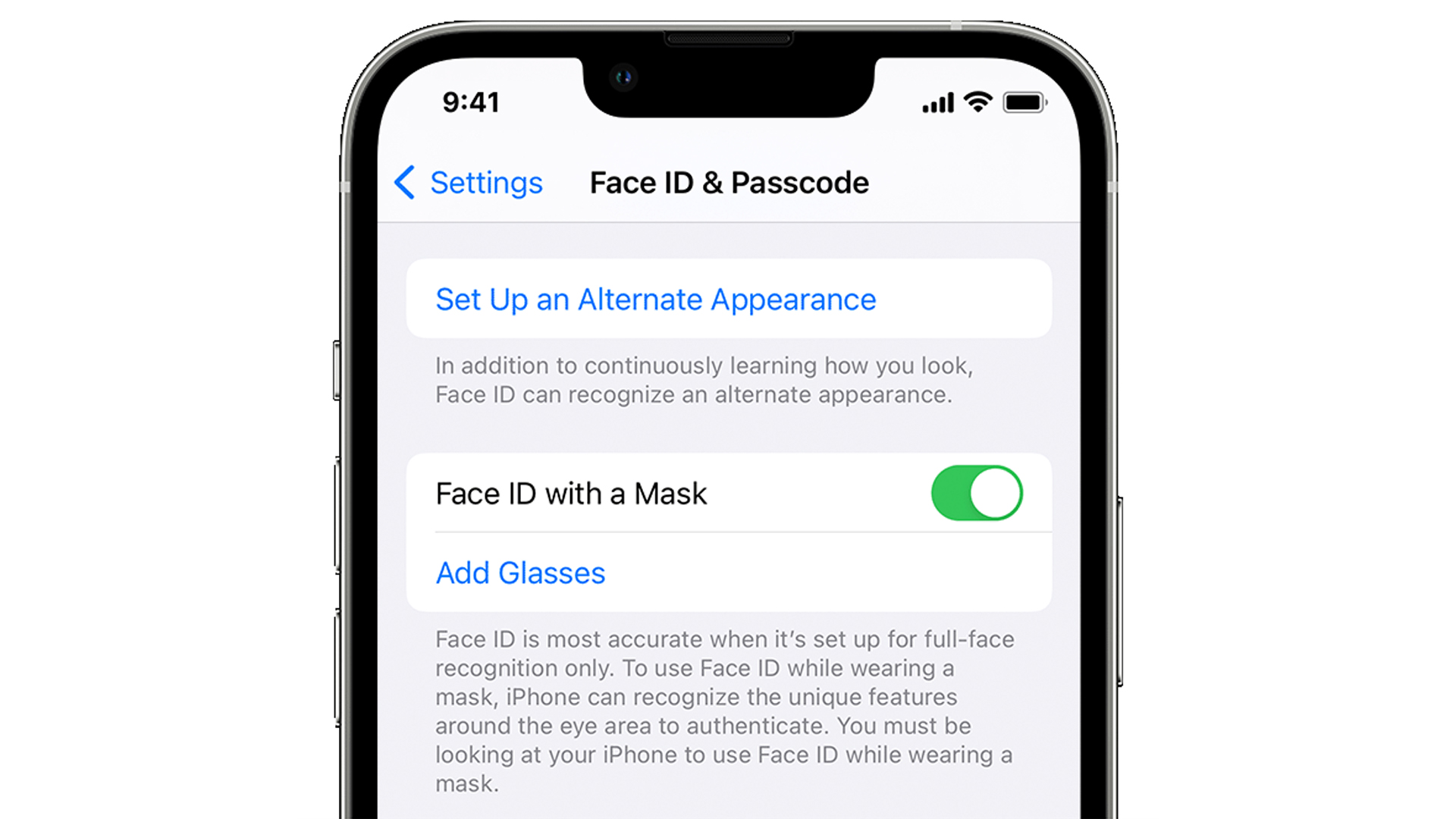 Using Face ID with a mask on iPhone