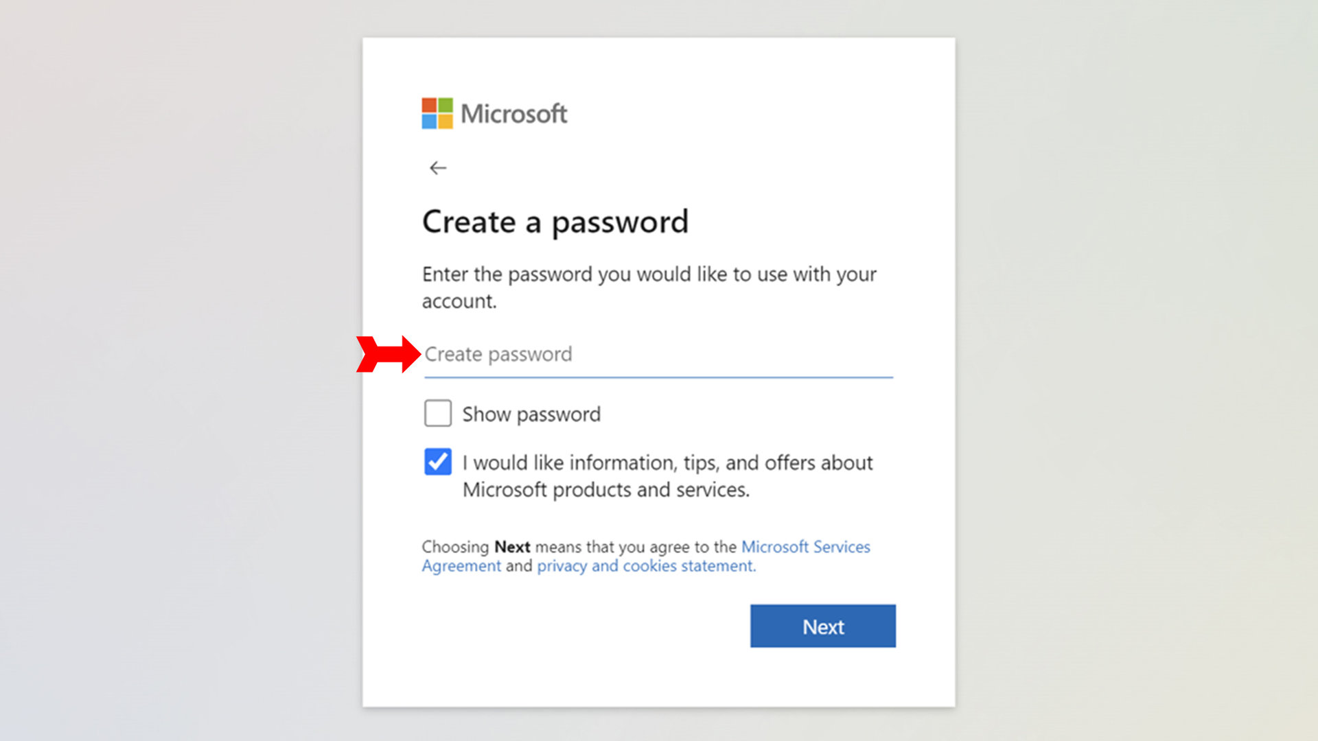 What Is Outlook Create Password Page 1