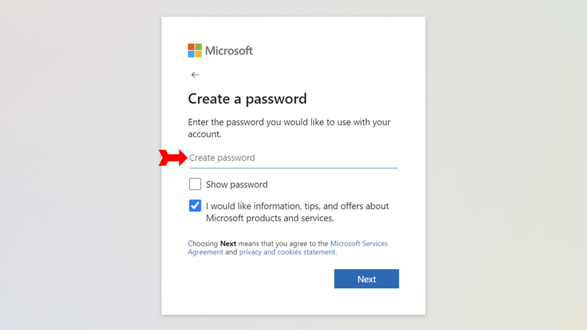 What Is Outlook Create Password Page 1