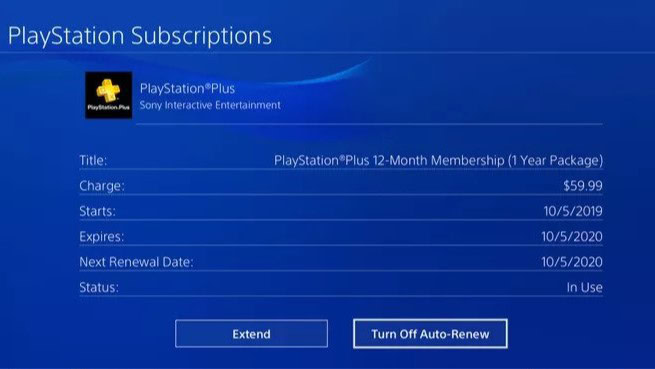 Cancel renewal ps4 plus ps4