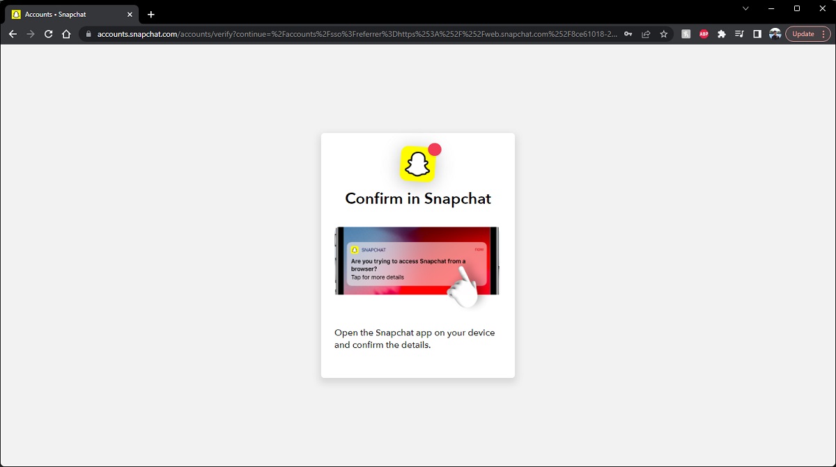 Confirm in app for snapchat web 1
