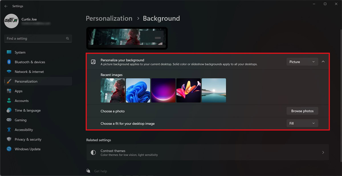 customize windows background