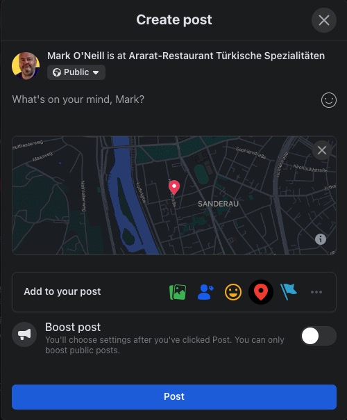 facebook check in location on map