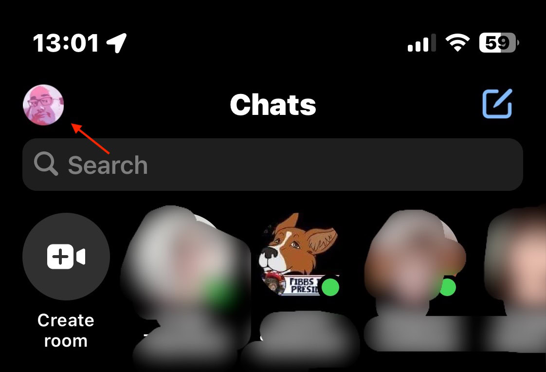 facebook messenger UI