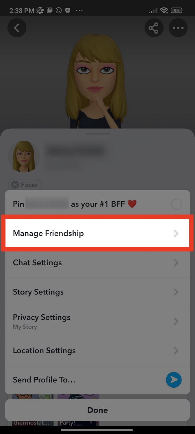 from their profile manage friendship snapchat