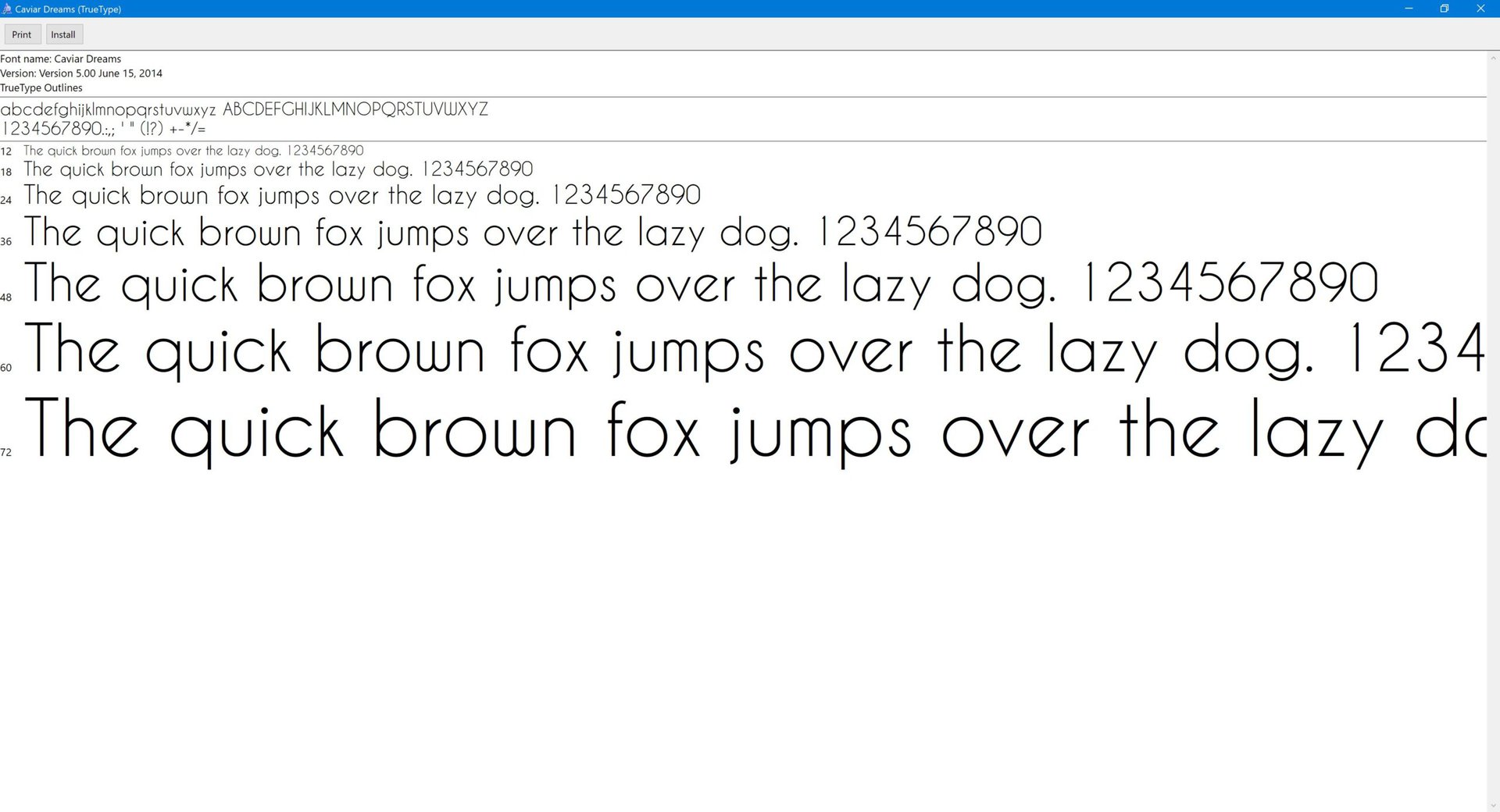 A screenshot of the Windows font vieiwer shoing the Install button.