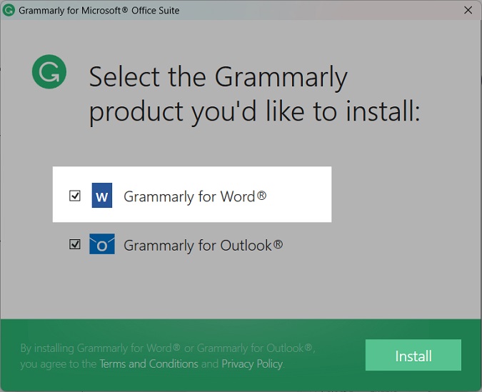 install grammarly for word