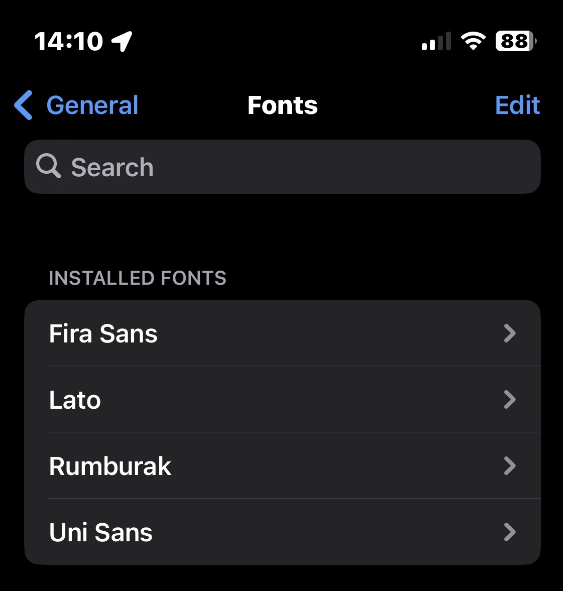 ios manage fonts iphone