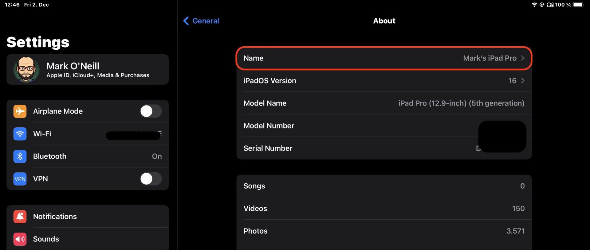 ipad setting airdrop change name of ipad