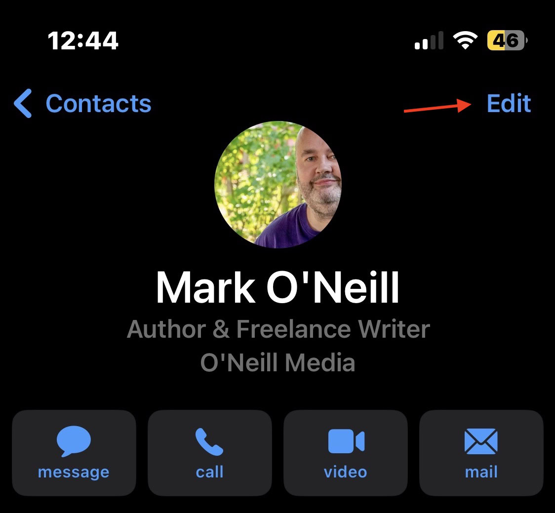 iphone contacts app edit details