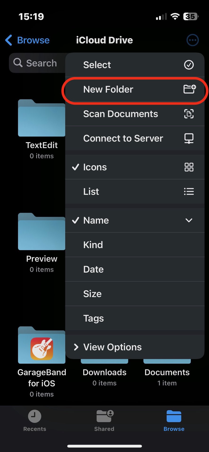 files app create new folder 2