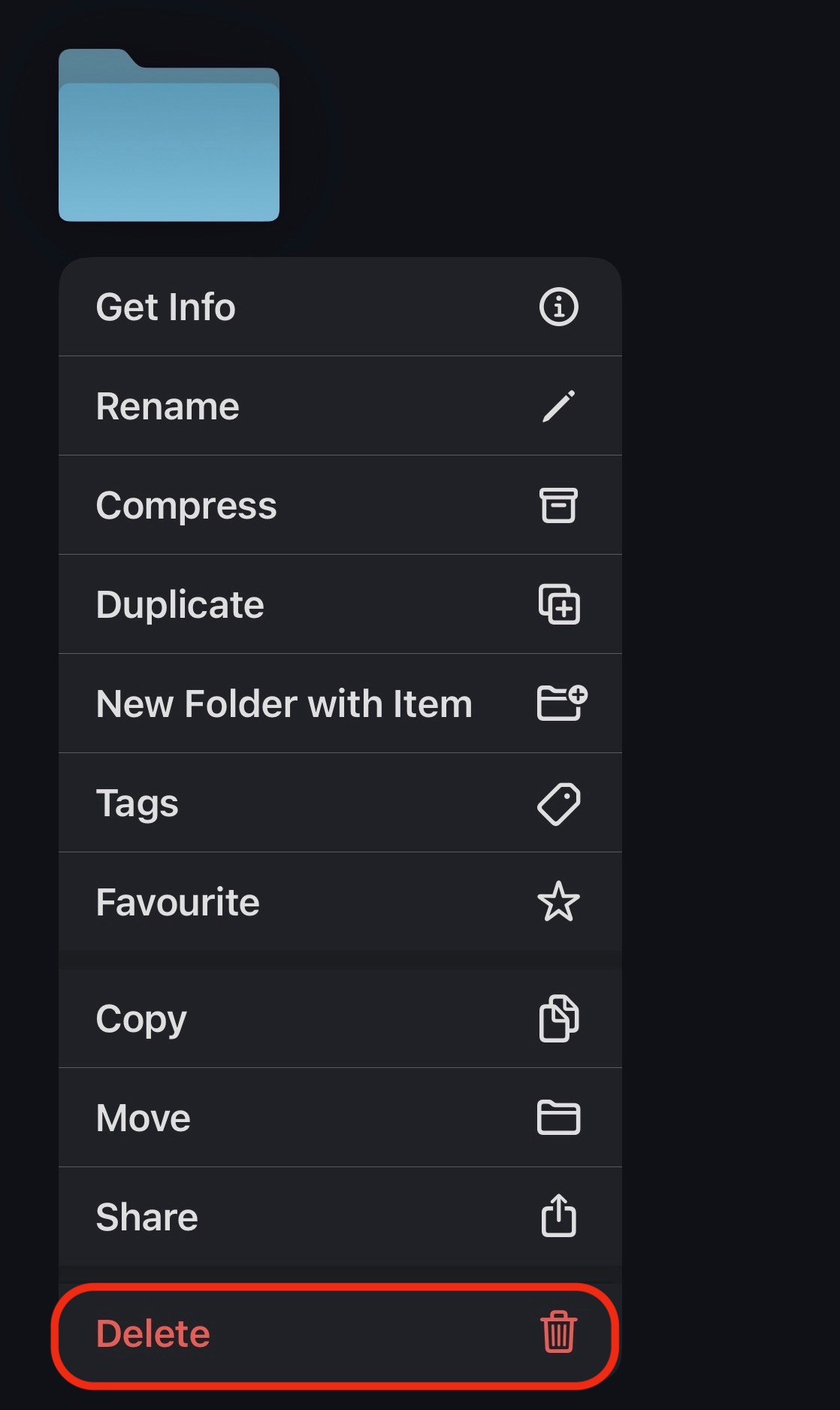files app delete folder