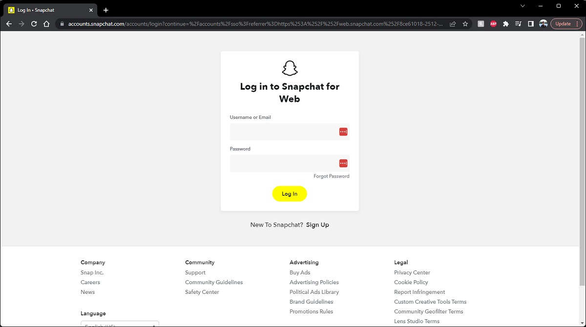 Sign in using email snapchat on the web