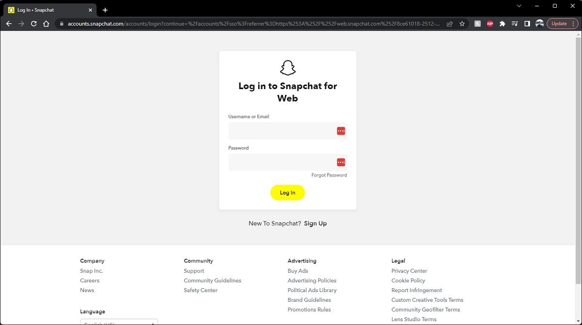 Sign in using email snapchat on the web