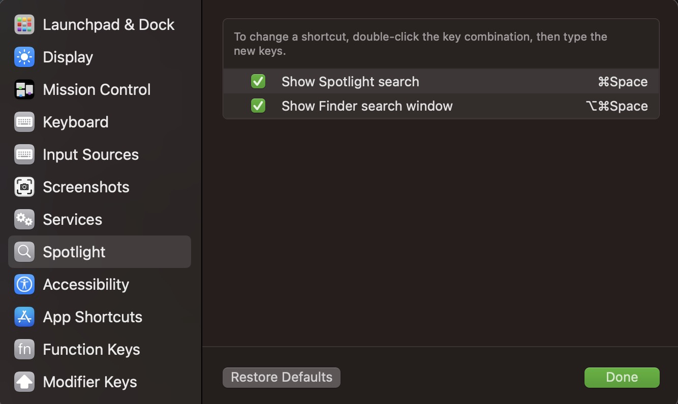 macos settings projector keyboard shortcuts