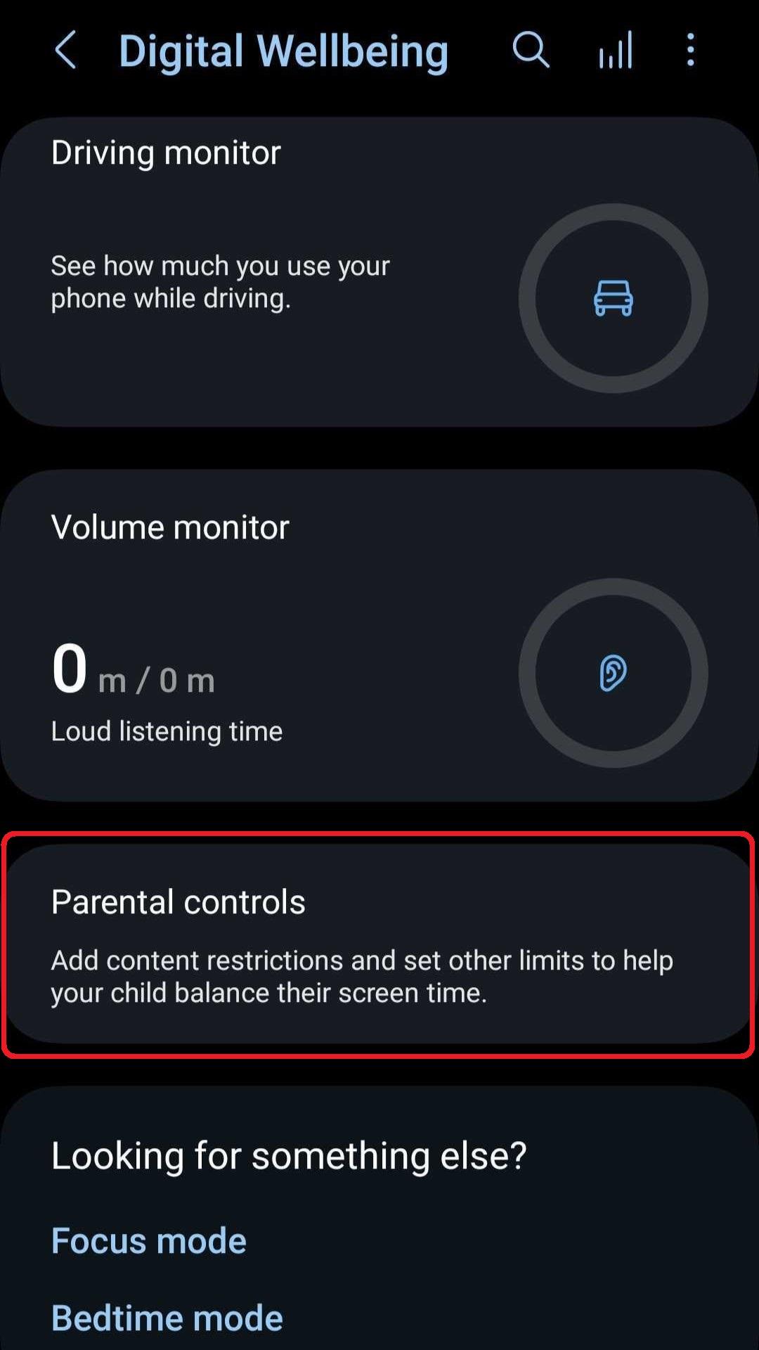 parental controls menu option