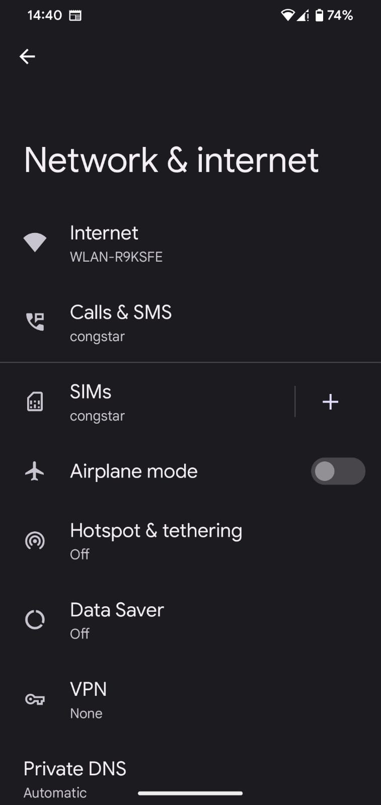pixel 4 airplane mode network internet settings