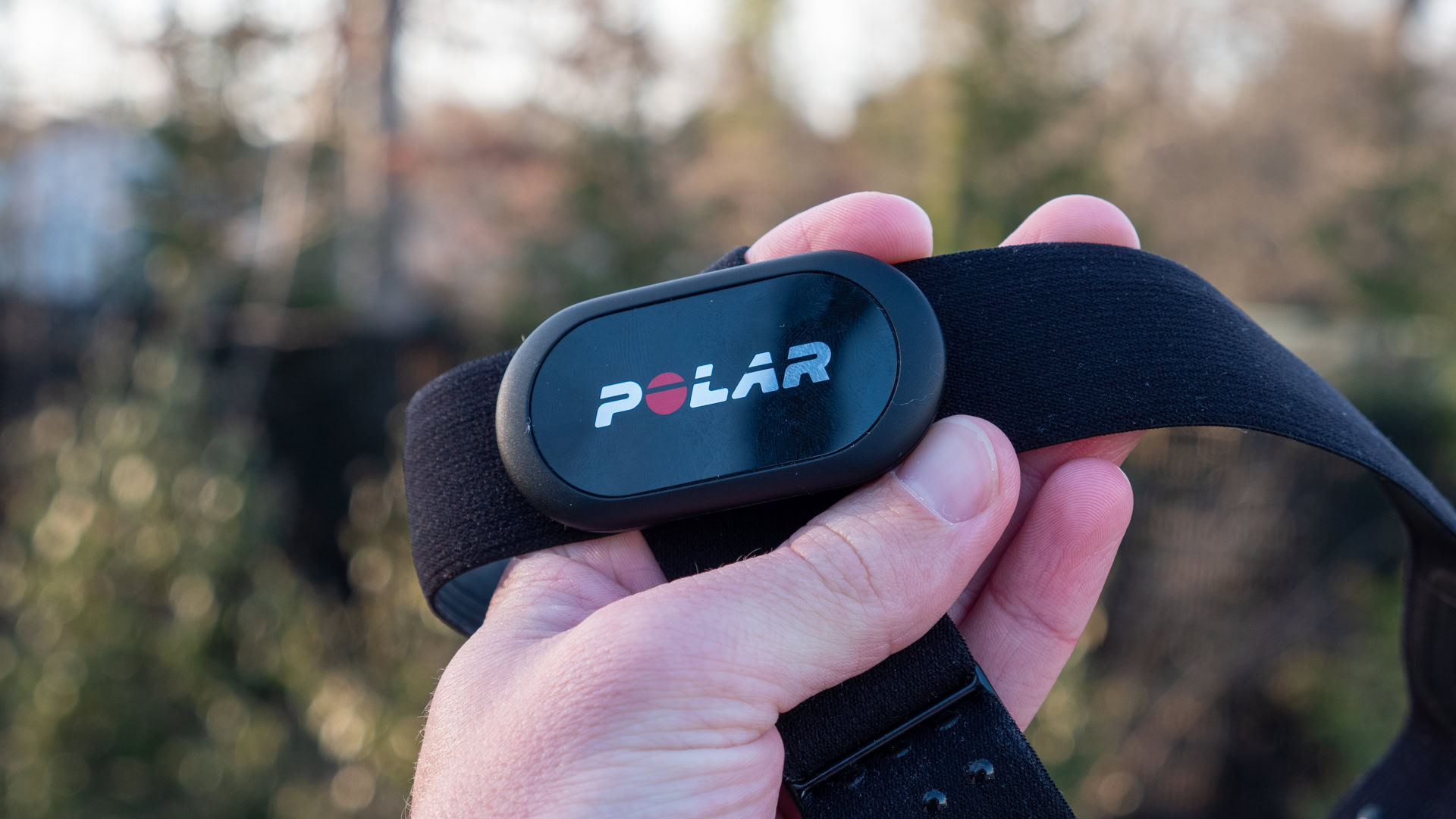 polar h10 chest strap in hand