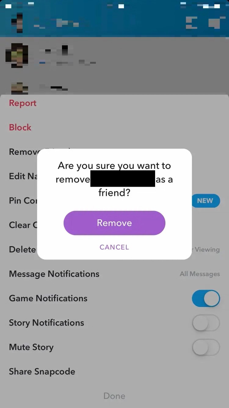 Odstráňte kamarát Snapchat
