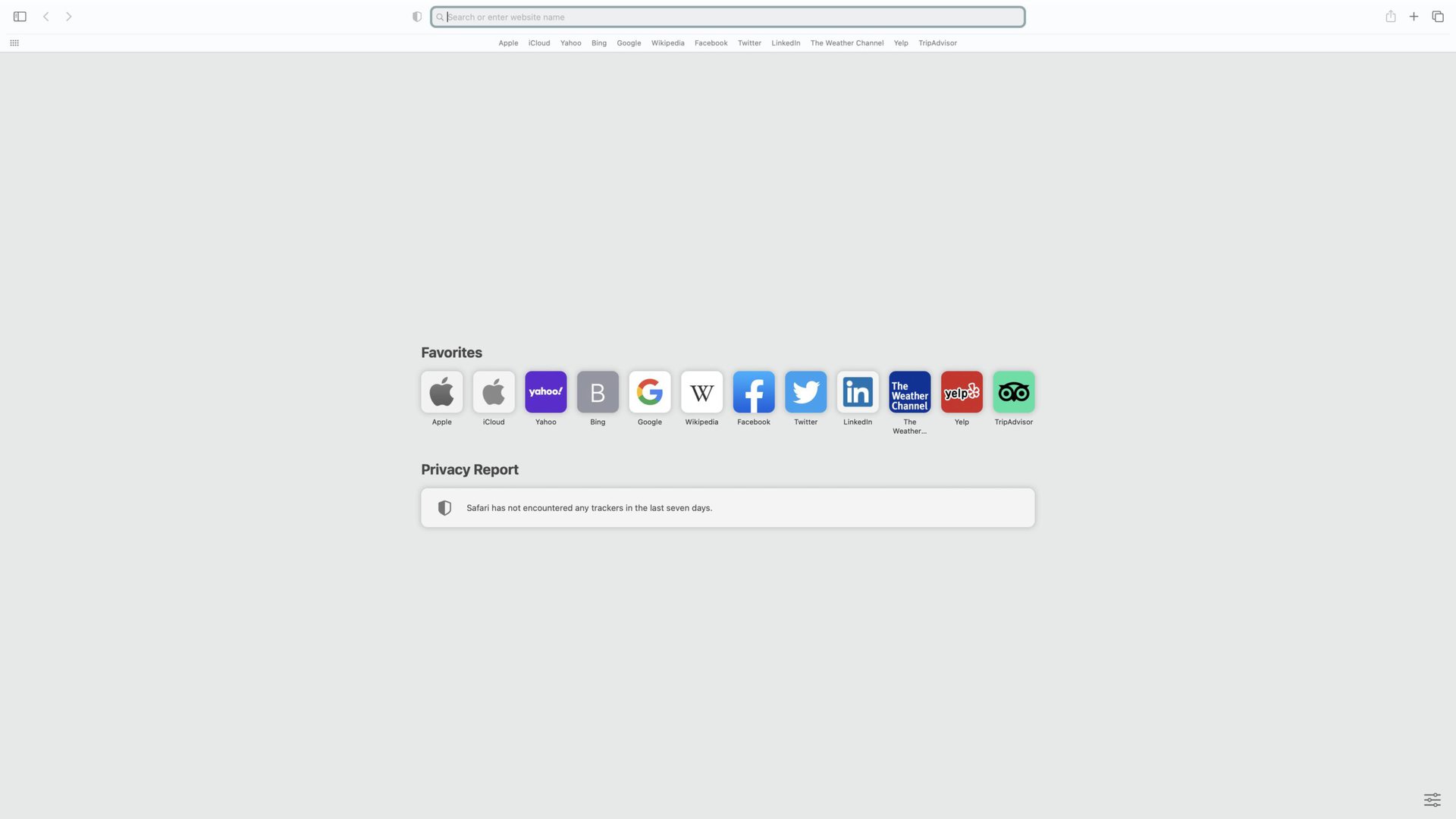 A screenshot of Safari showing the Favorites bar.