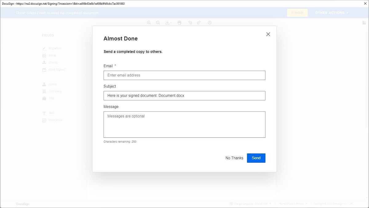 save and send docusign sig