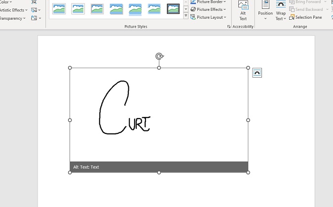 signature in word from image file