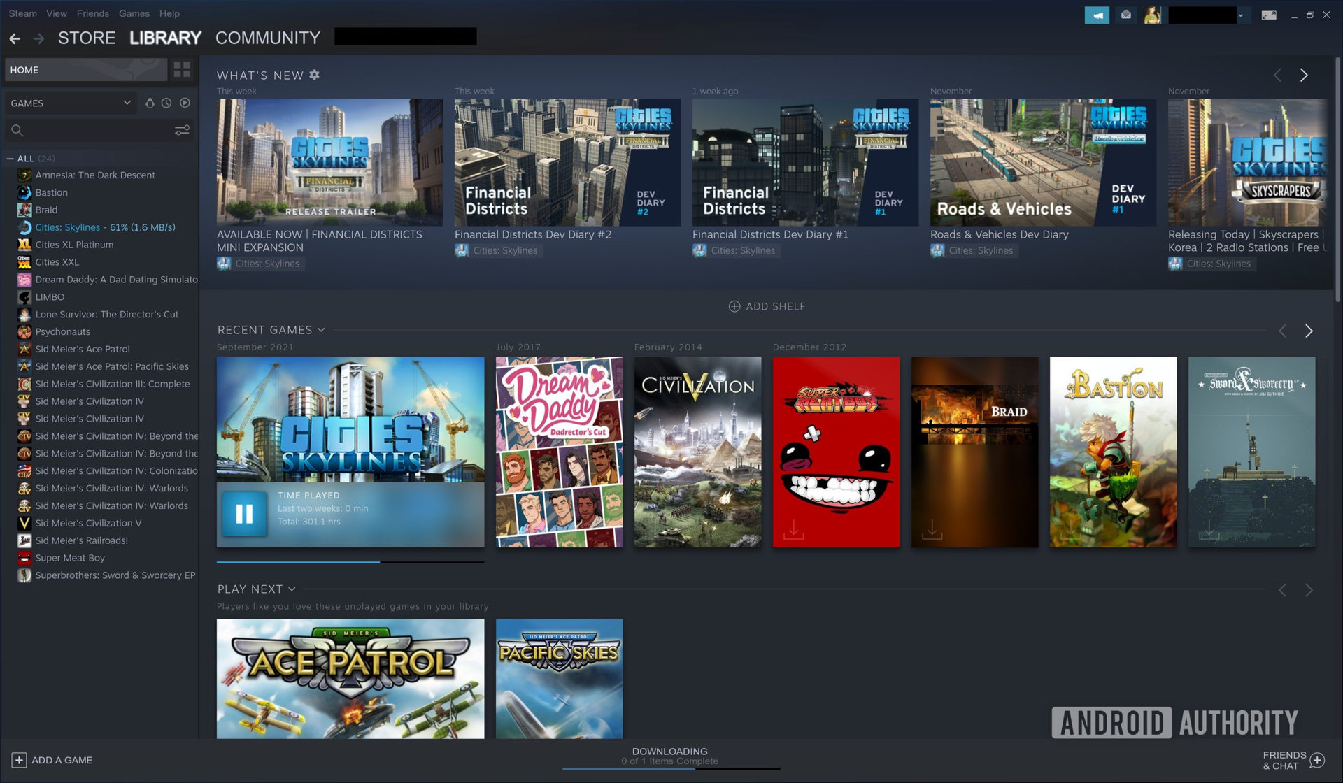 A screenshot of the Steam application showing the Library tab.