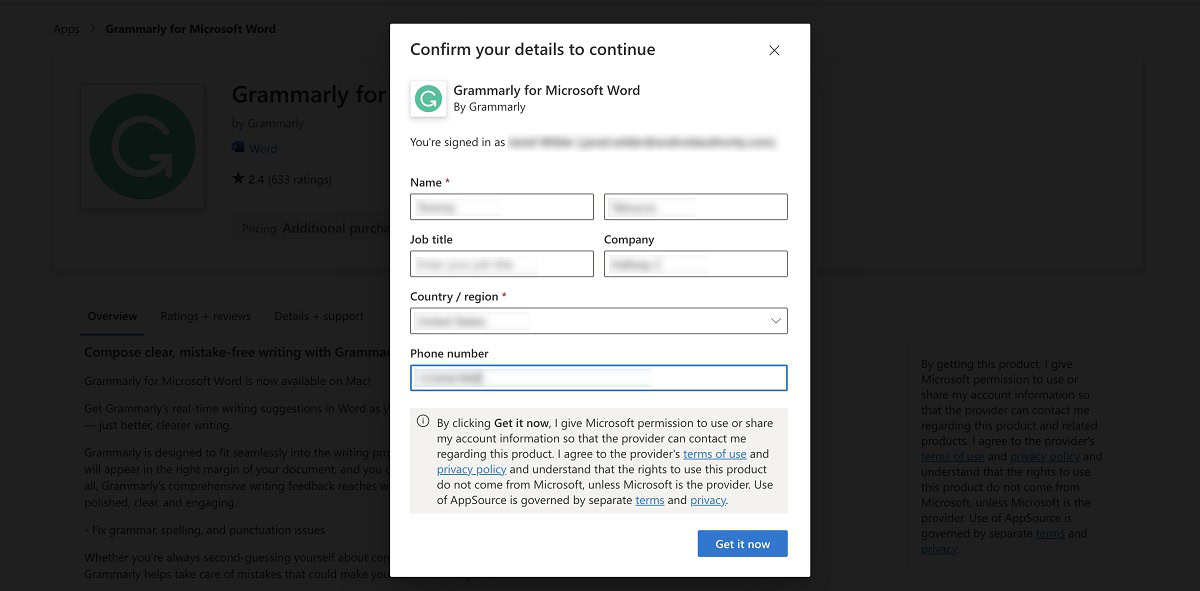 step 5 mac confirm your personal details to get grammarly