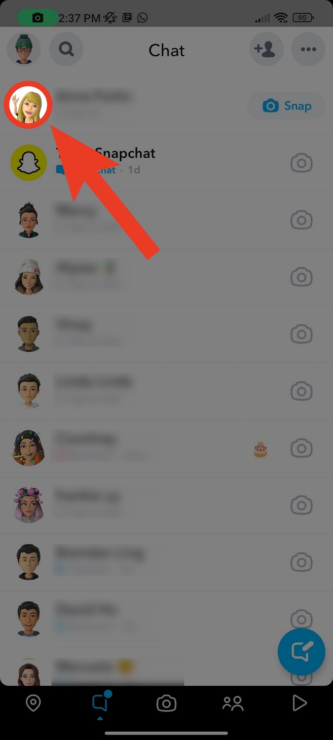 tap their icon in the chat snapchat