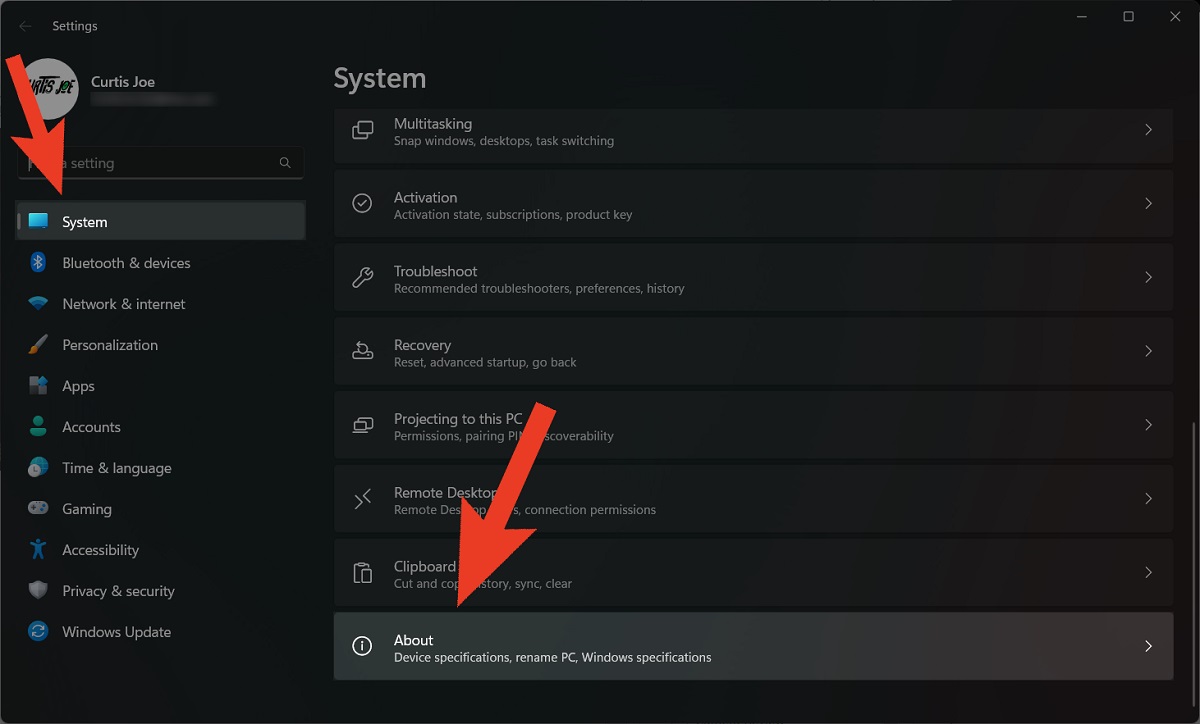 within system settings go to about windows