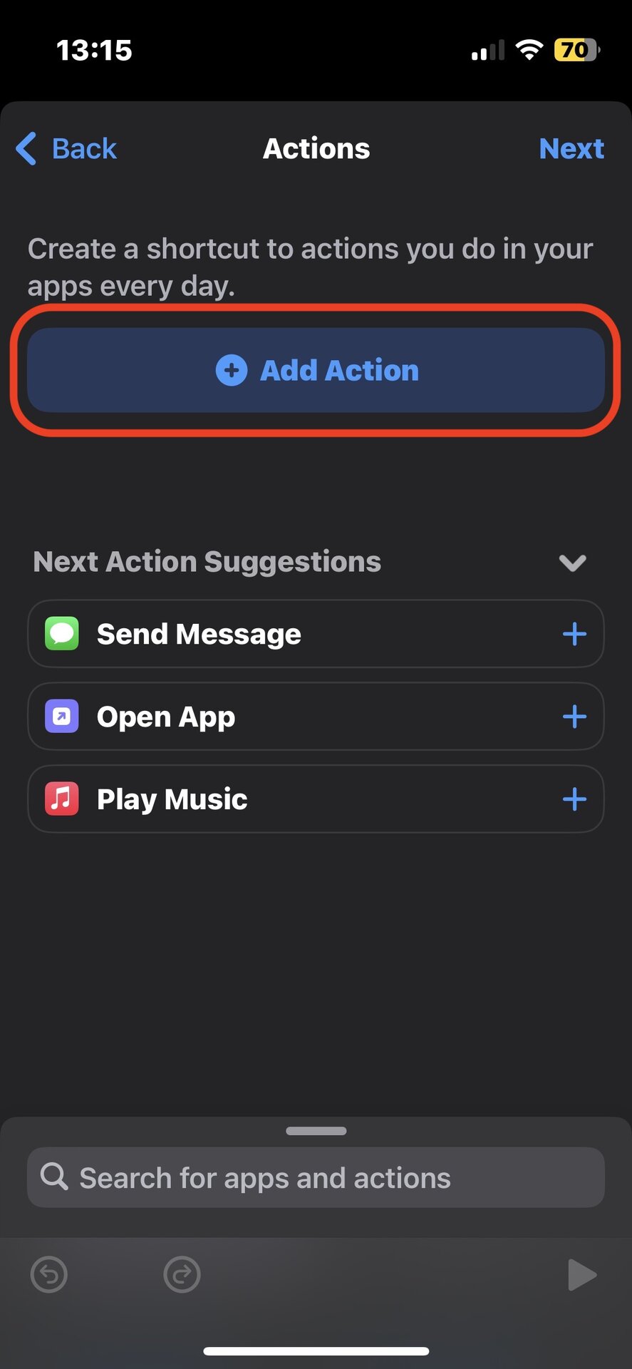 03 ios shortcuts add action