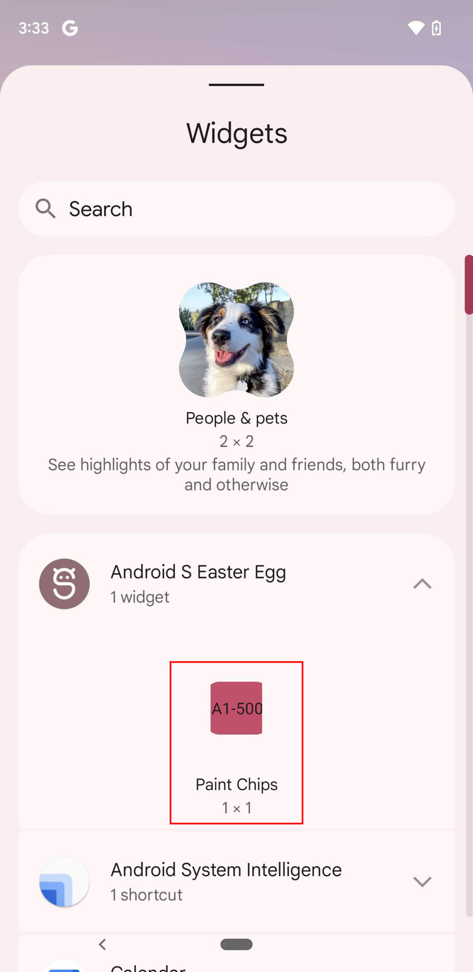 Android S Easter Egg widget 3