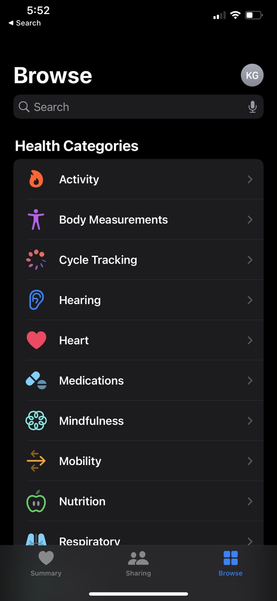 Apple Health Browse