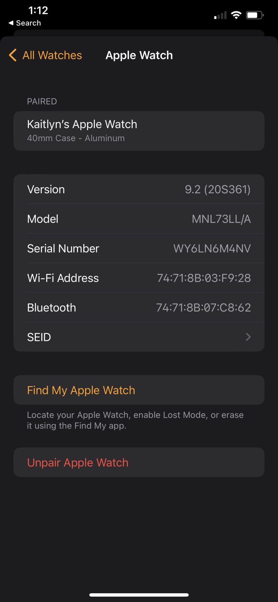 Watch App, Unpair Watches