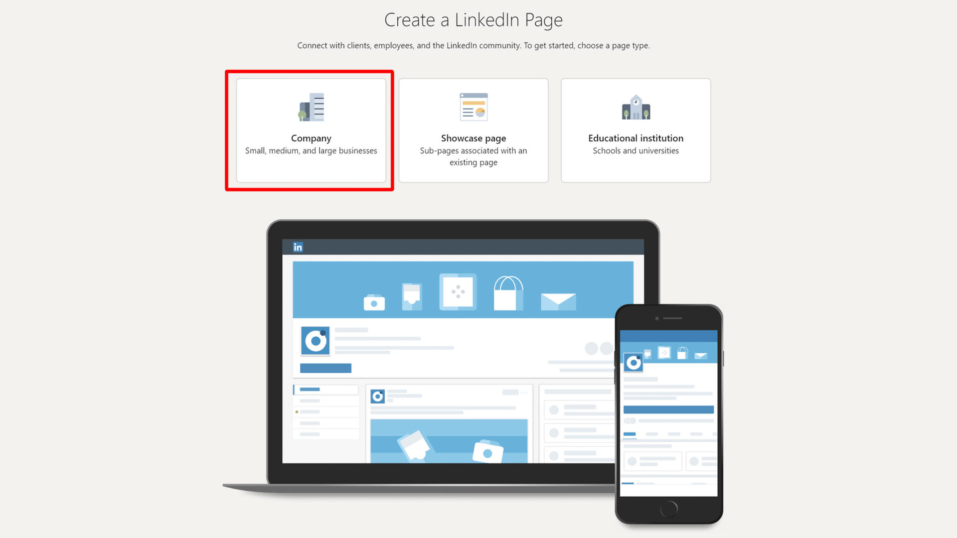 Create LinkedIn Business Page Click on Company