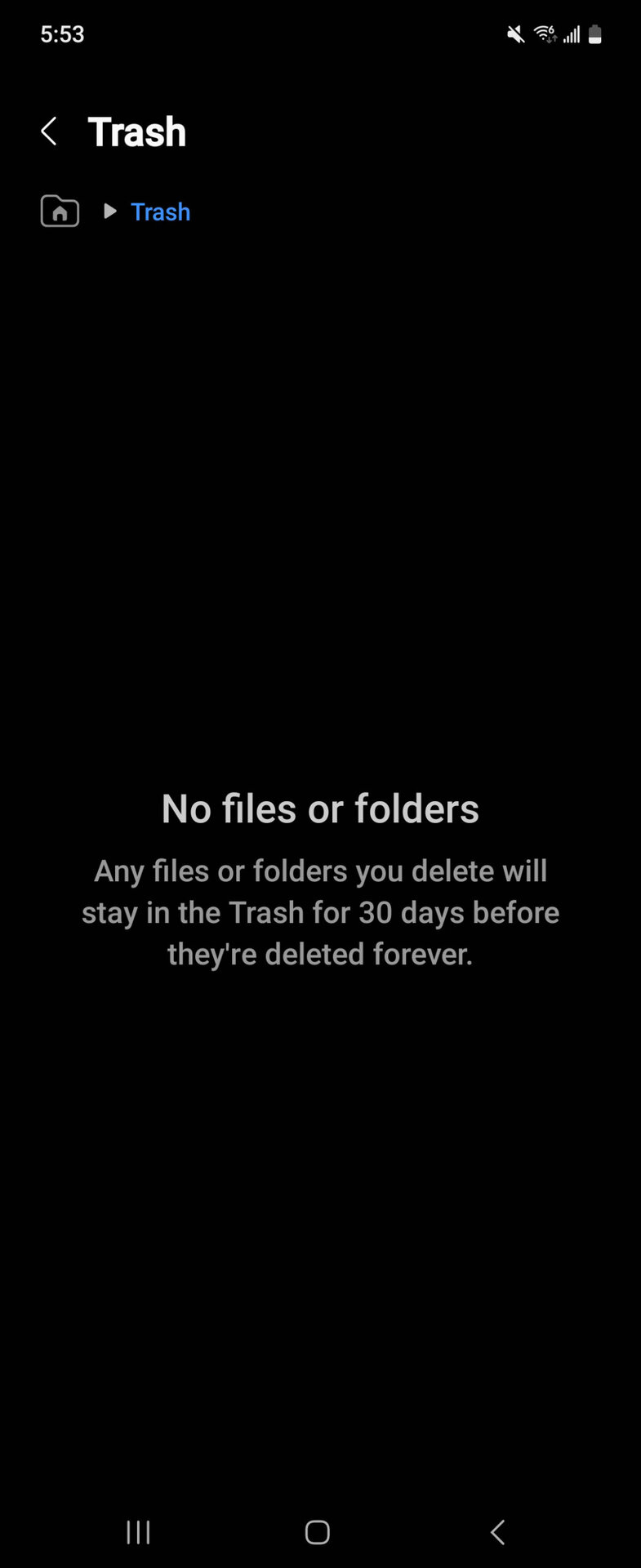 Samsung My Files Trash Is Empty