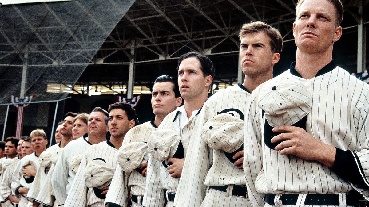 Ball players stand for the anthem in Eight Men Out