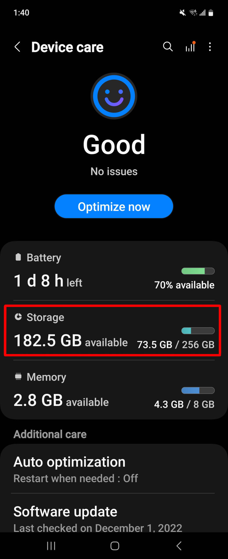 Empty Android Trash Tap on Storage