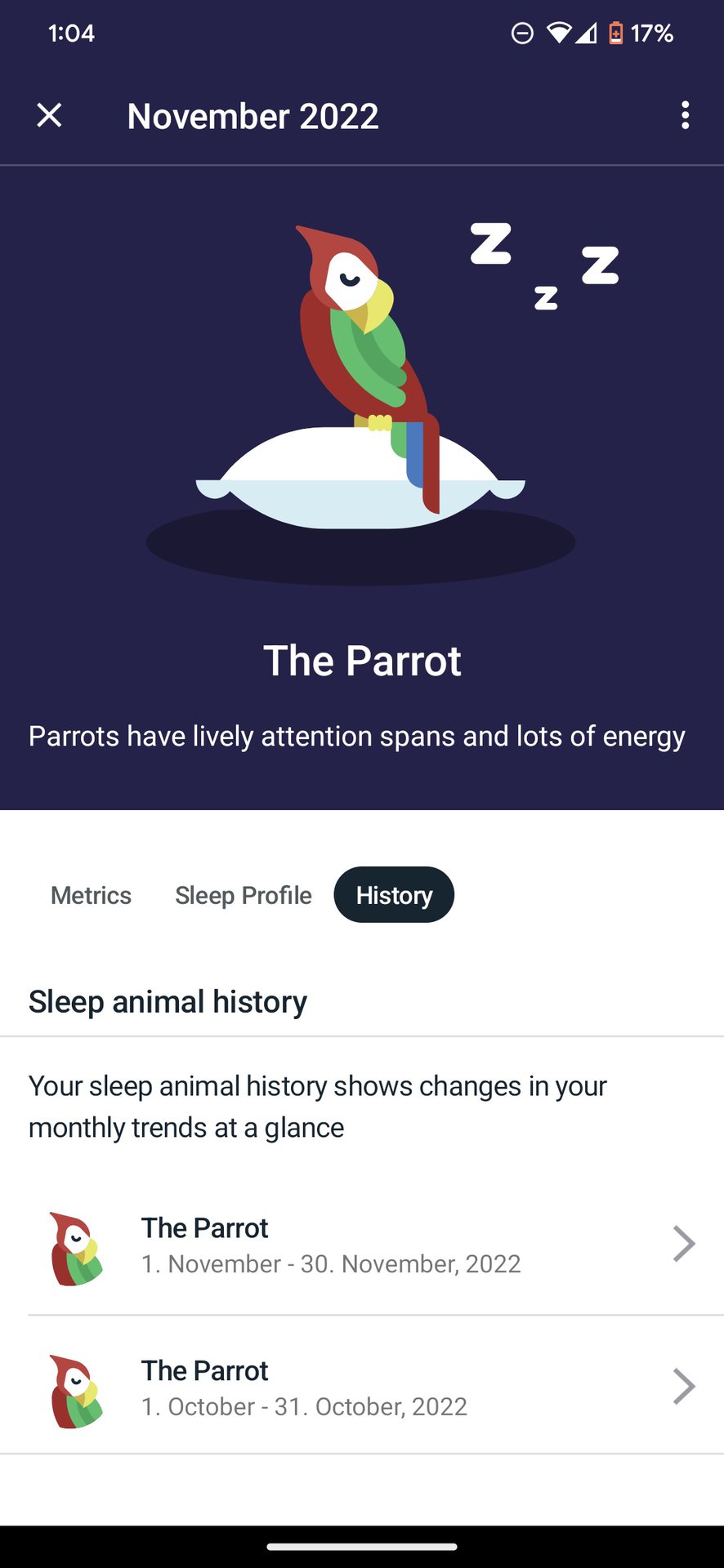 Fitbit Sleep Profile History