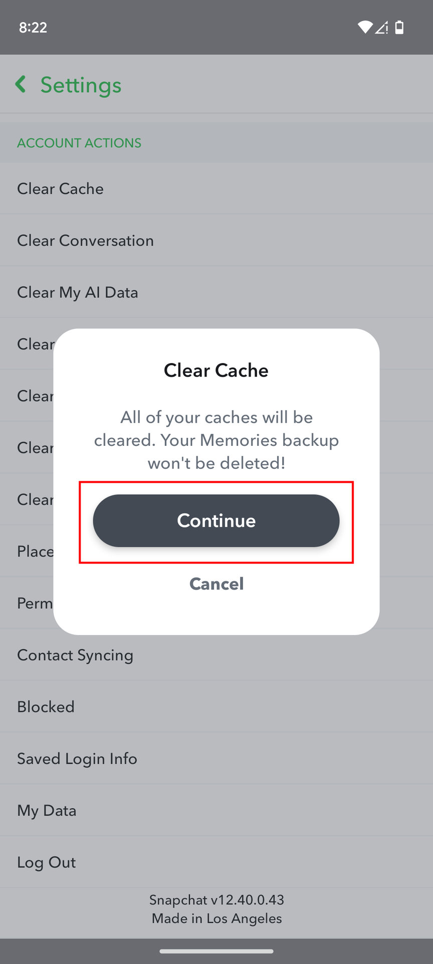 How to clear Snapchat cache on Android 4