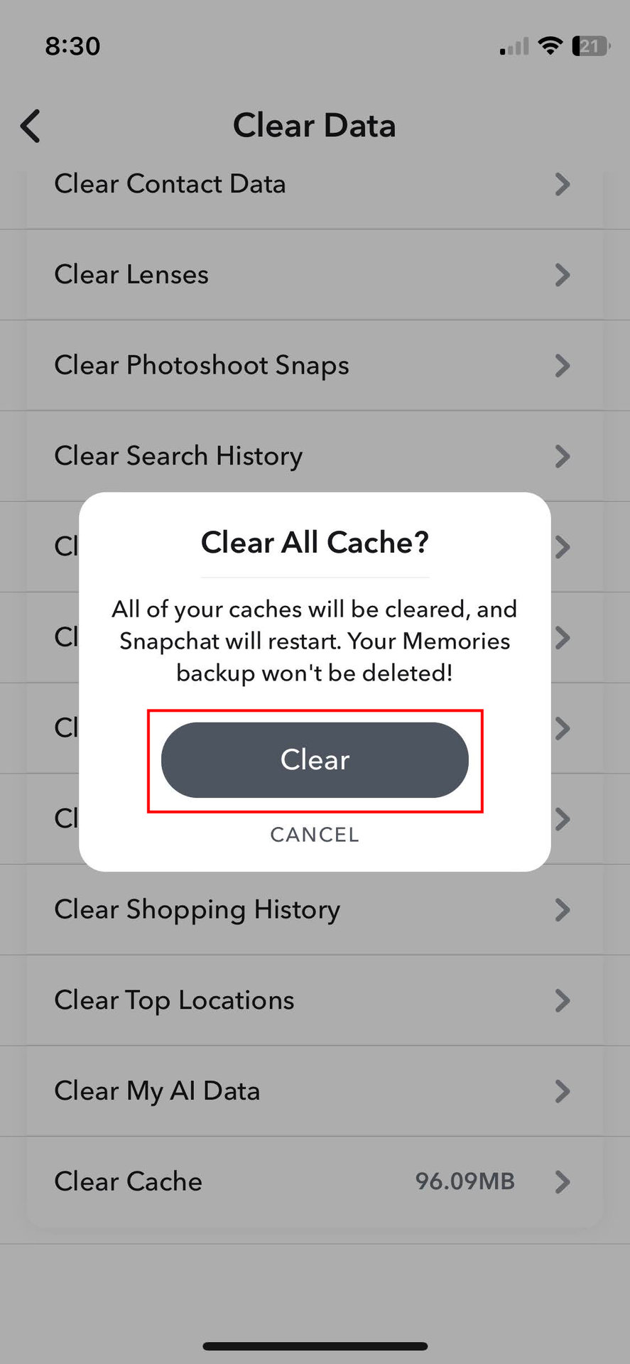 How to clear Snapchat cache on iPhone 5
