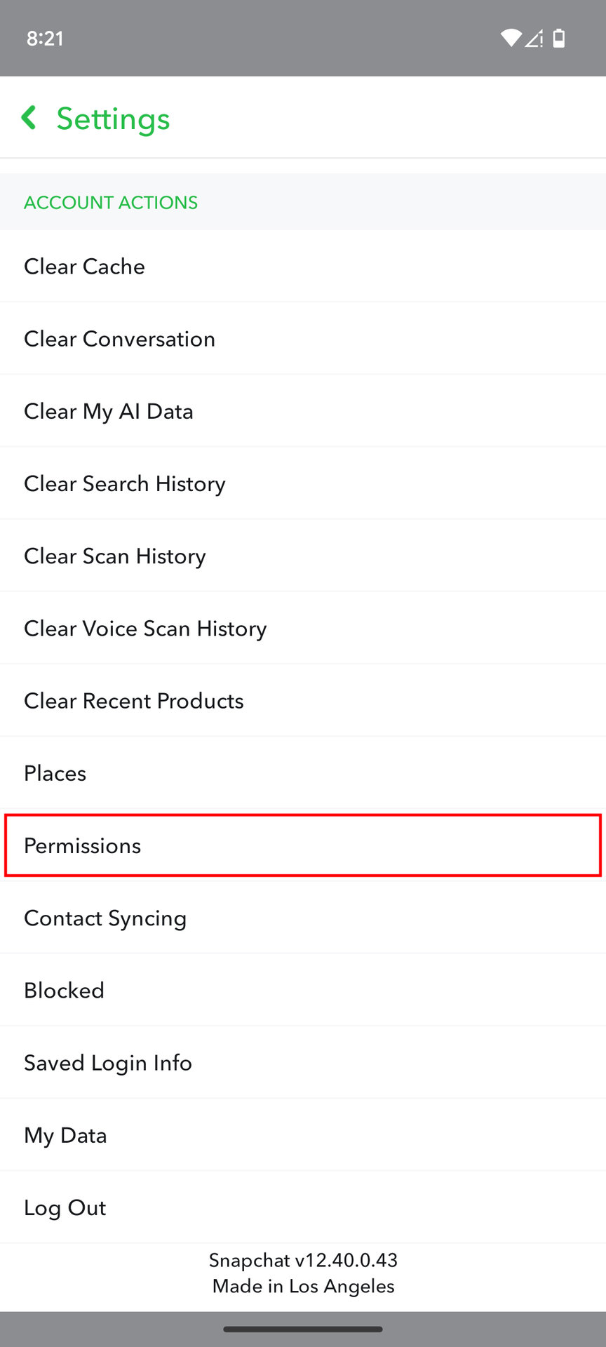 How to edit permissions in Snapchat for Android 3