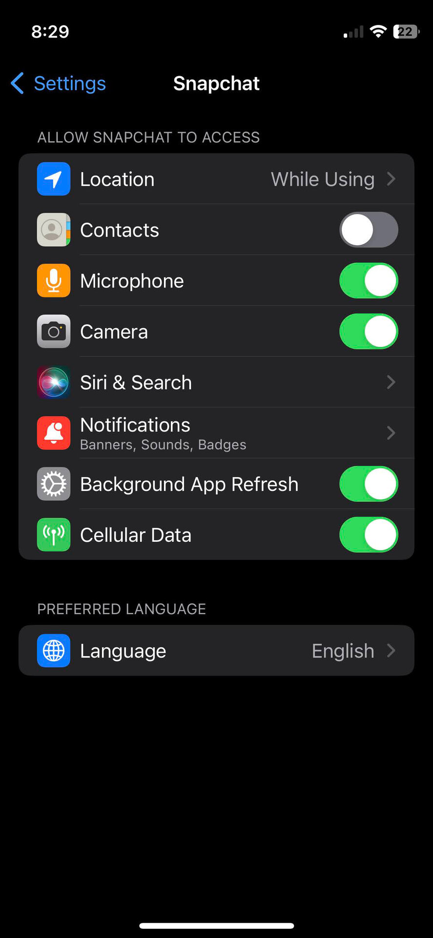 How to edit permissions in Snapchat for iPhone 2