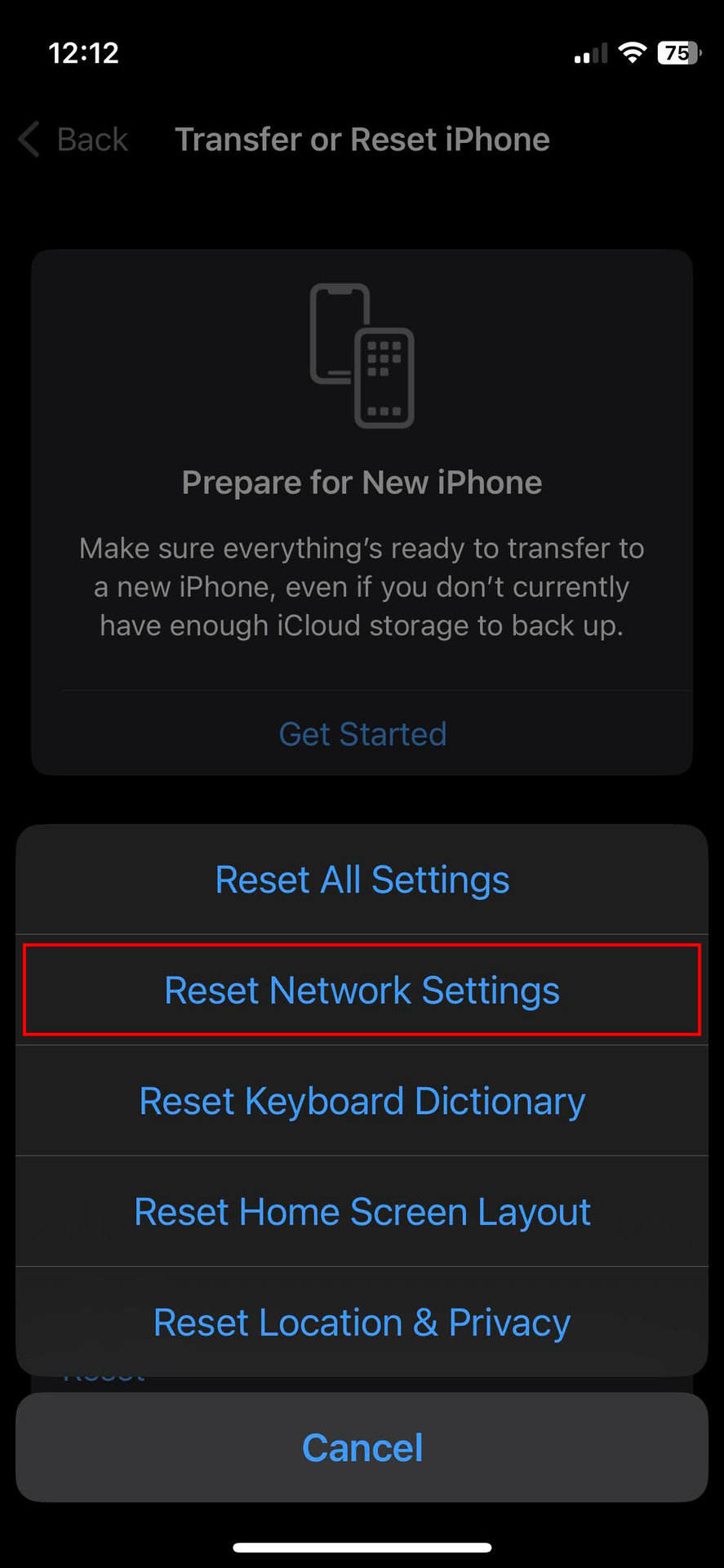 How to reset network settings on iPhone 4