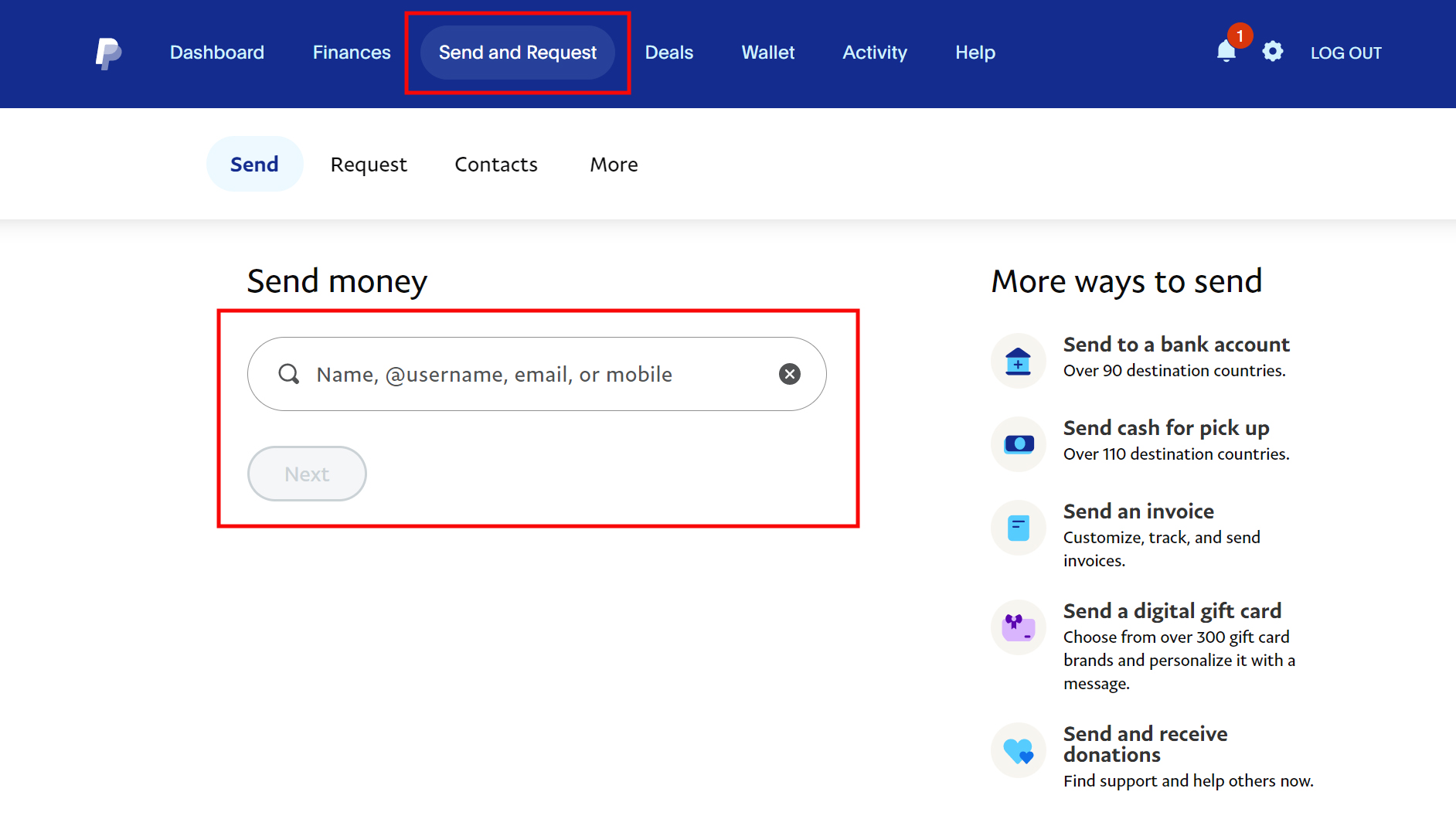 How to send money on PayPal 1