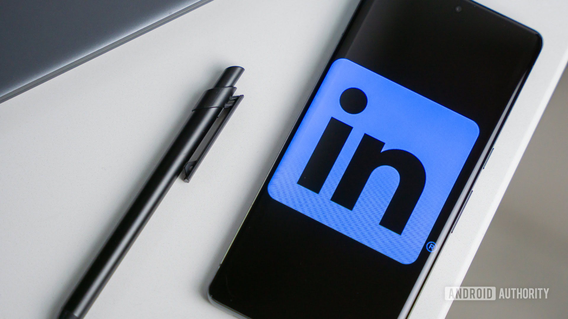 LinkedIn on smartphone stock photo 2