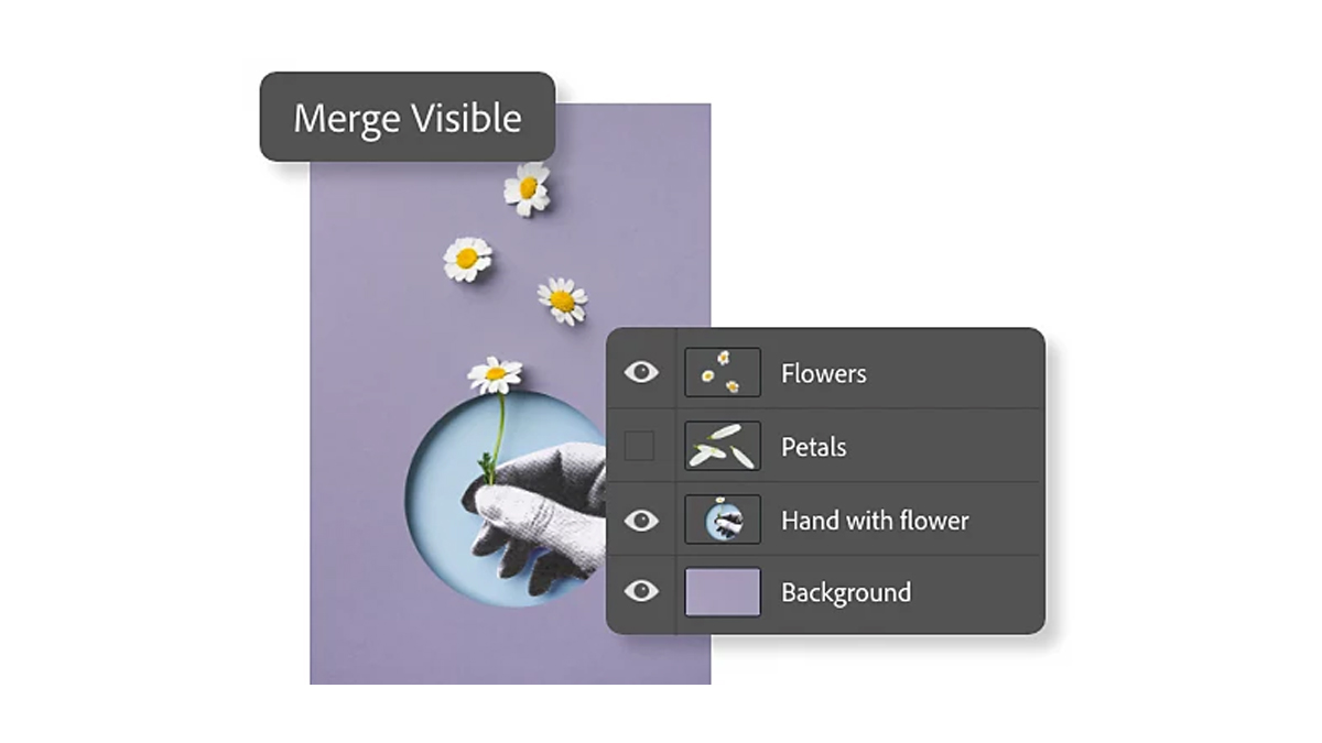 Merging visible layers in Photoshop